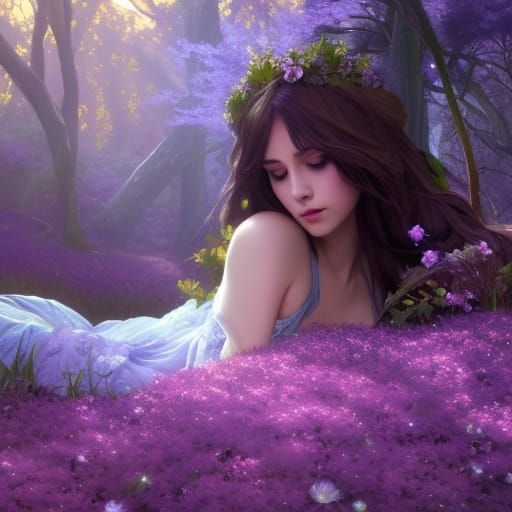 Enchanting Fairy Portrait in a Flower Bed