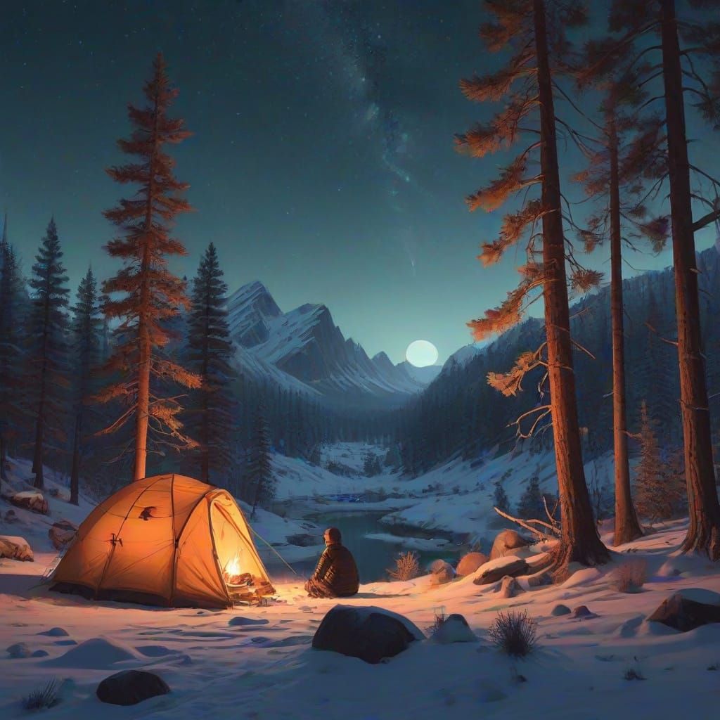 A Serene Winter Landscape in Arizona's Snow-Capped Mountains