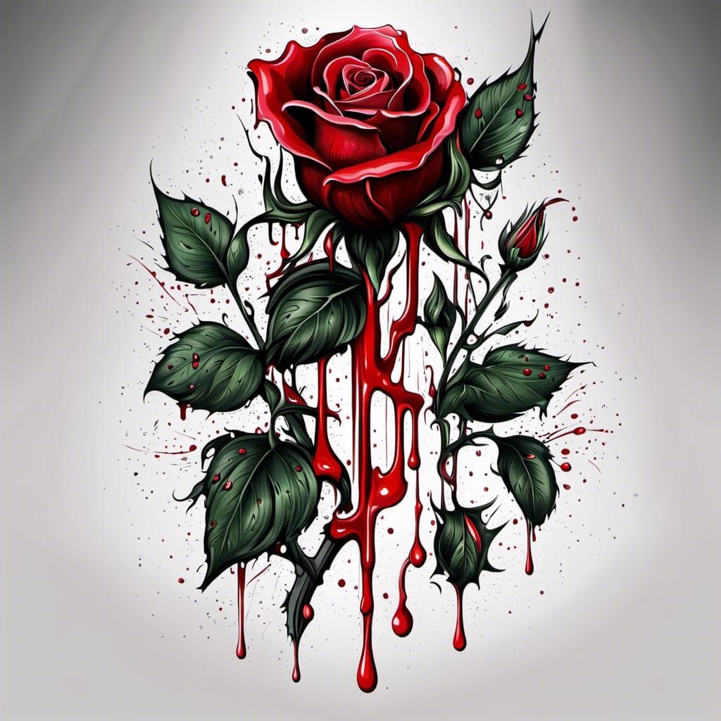 Dripping Red Rose Tattoo Art