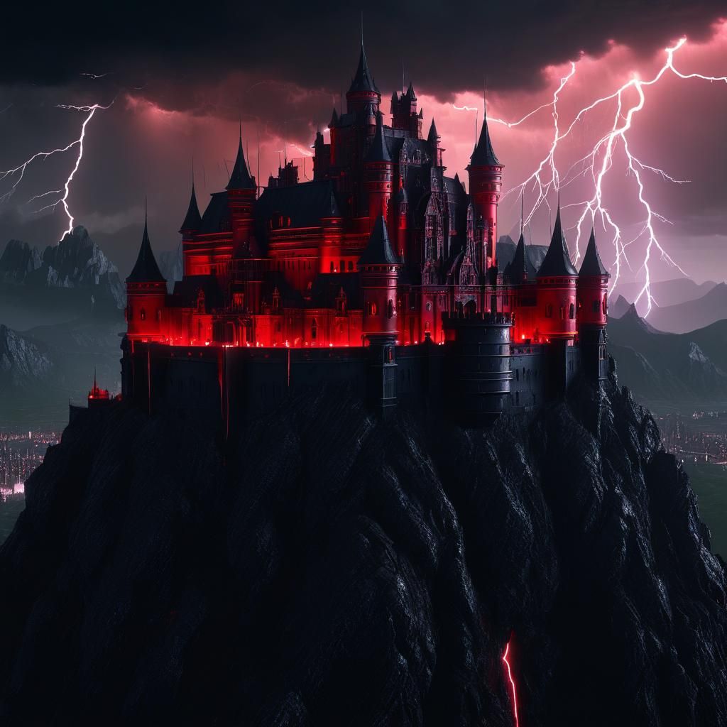 Epic Fantasy Castle Overlooking City, Digital Matte Painting