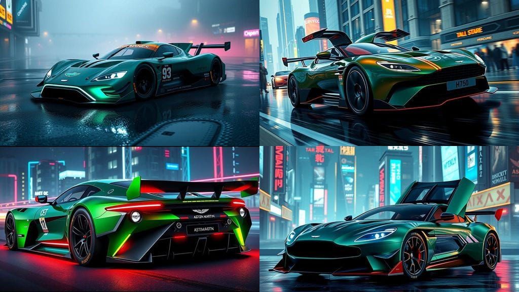 Cyberpunk Aston Martin GTP: British Racing Green Futurism