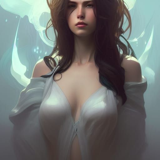 Detailed Portrait of Woman in Art Nouveau Style