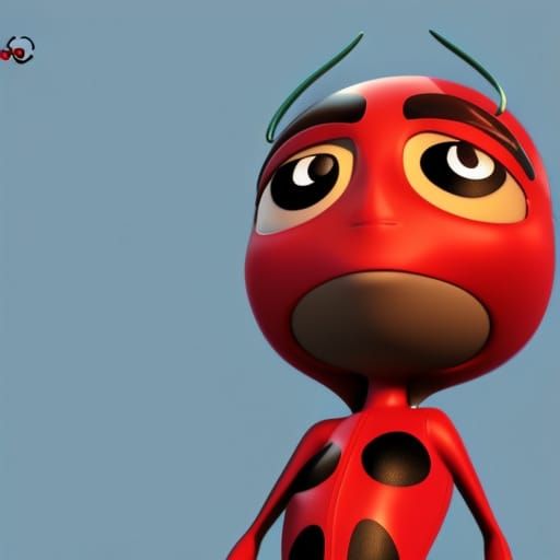 Friendly Ladybug Superhero in 3D Digital Art