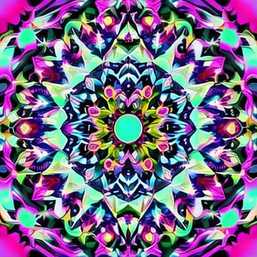 Kaleidoscopic Butterfly Mandala in Cyberpunk Art Nouveau Sty...