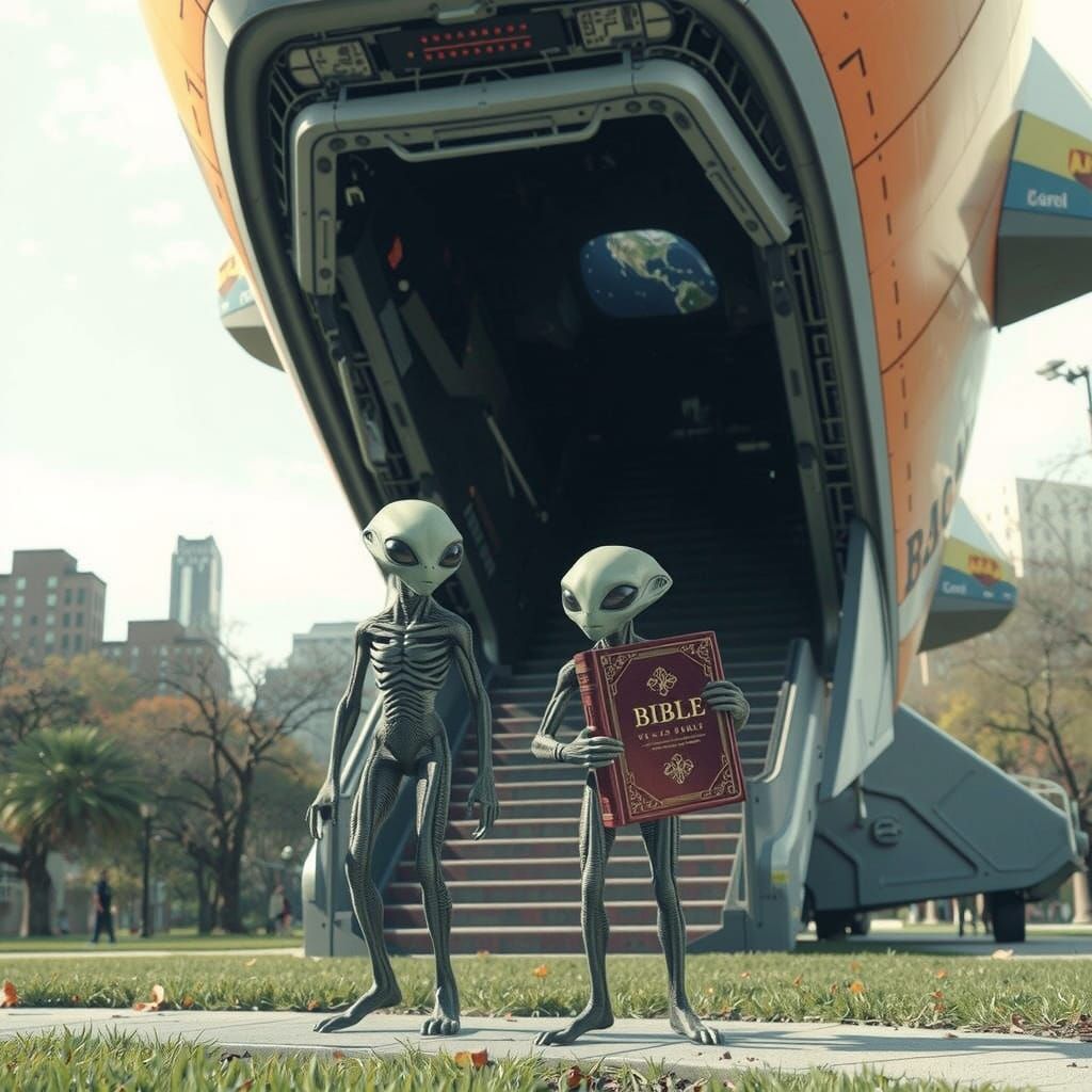 Aliens Arrive in City Park Bearing Gifts