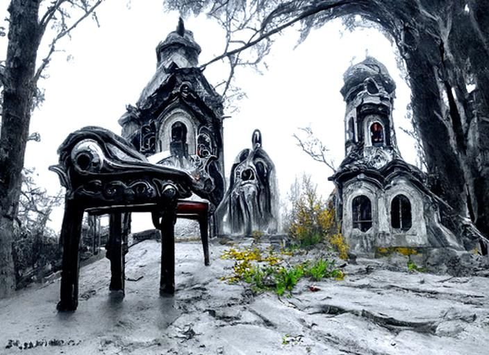 Eerie Ghosts Populate Lukova Church: A Digital Painting