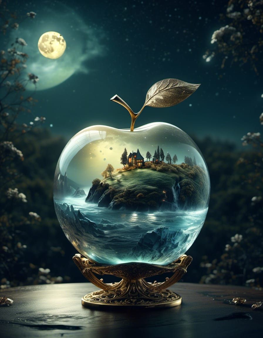 Glass Apple Planet Earth in Universe