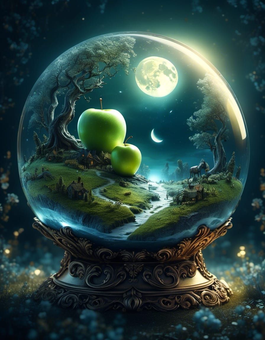 Glass Apple Planet Earth in a Universe