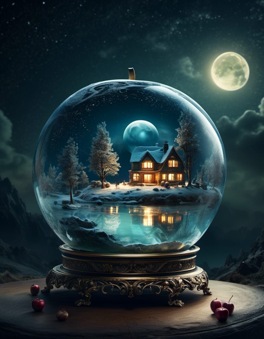 Glass Apple Earth in Universe, Digital Illustration