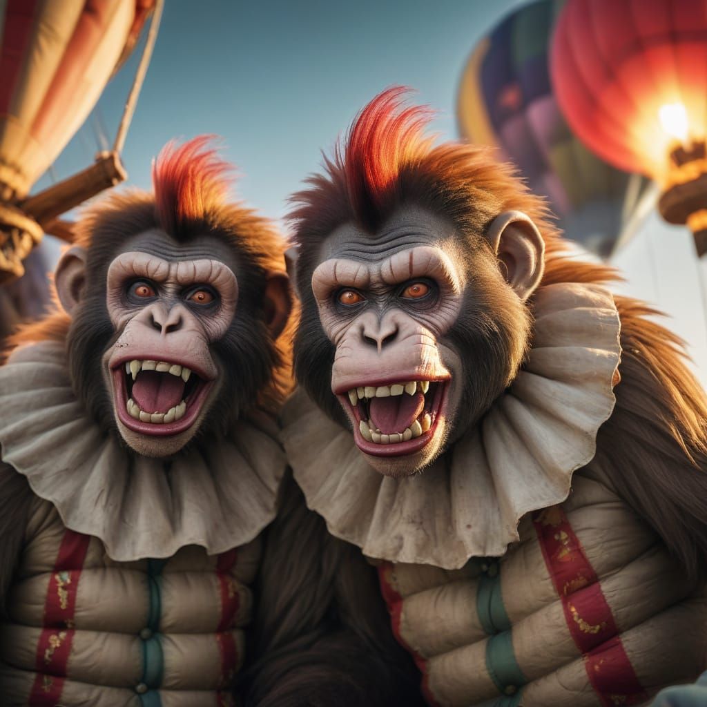 Zombie Monkey Clowns in Arctic Hot Air Balloon