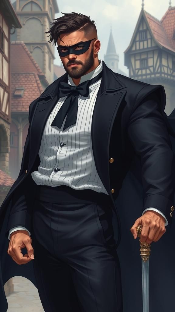 Fantasy Illustration of a Heroic Masked Man