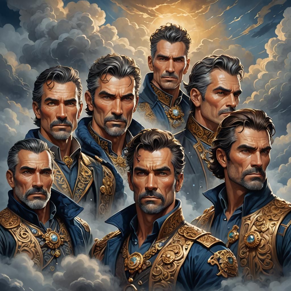 Ornate Codpieces: Hyperrealistic Digital Art of Mature Men