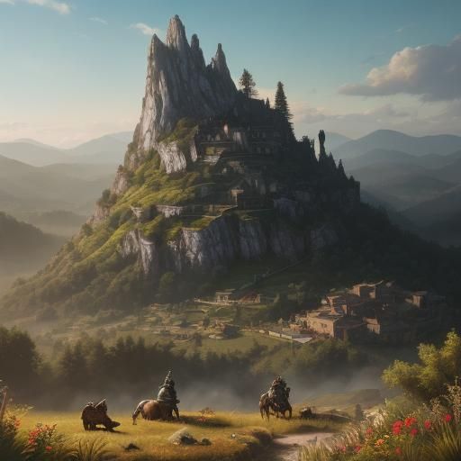 Young Barbarians Playing: Fantasy Oil Painting