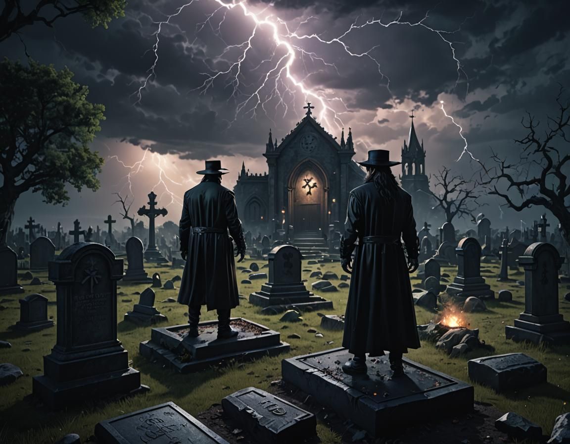 The Undertaker in Graveyard at Night