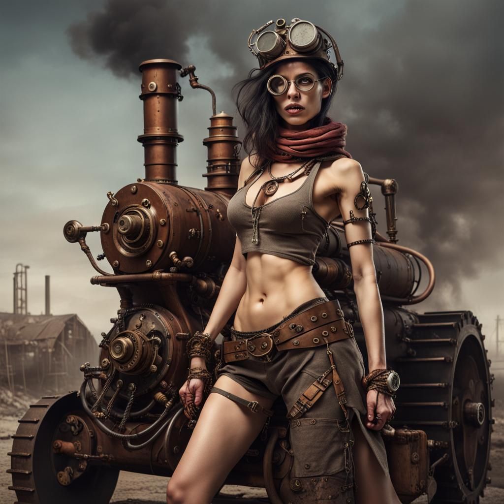 Steampunk Villain in Post-Apocalyptic Wasteland
