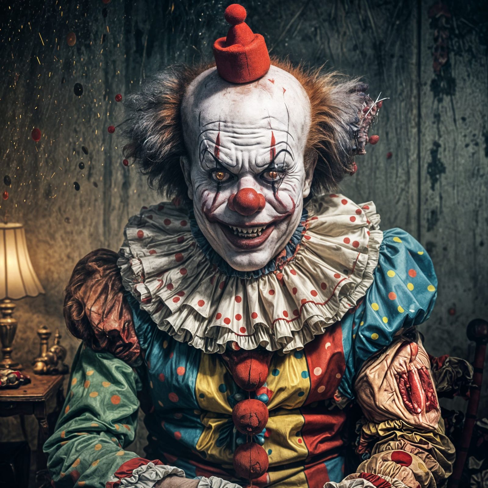 Vicious Yet Lovable Clown in Circus Art Style