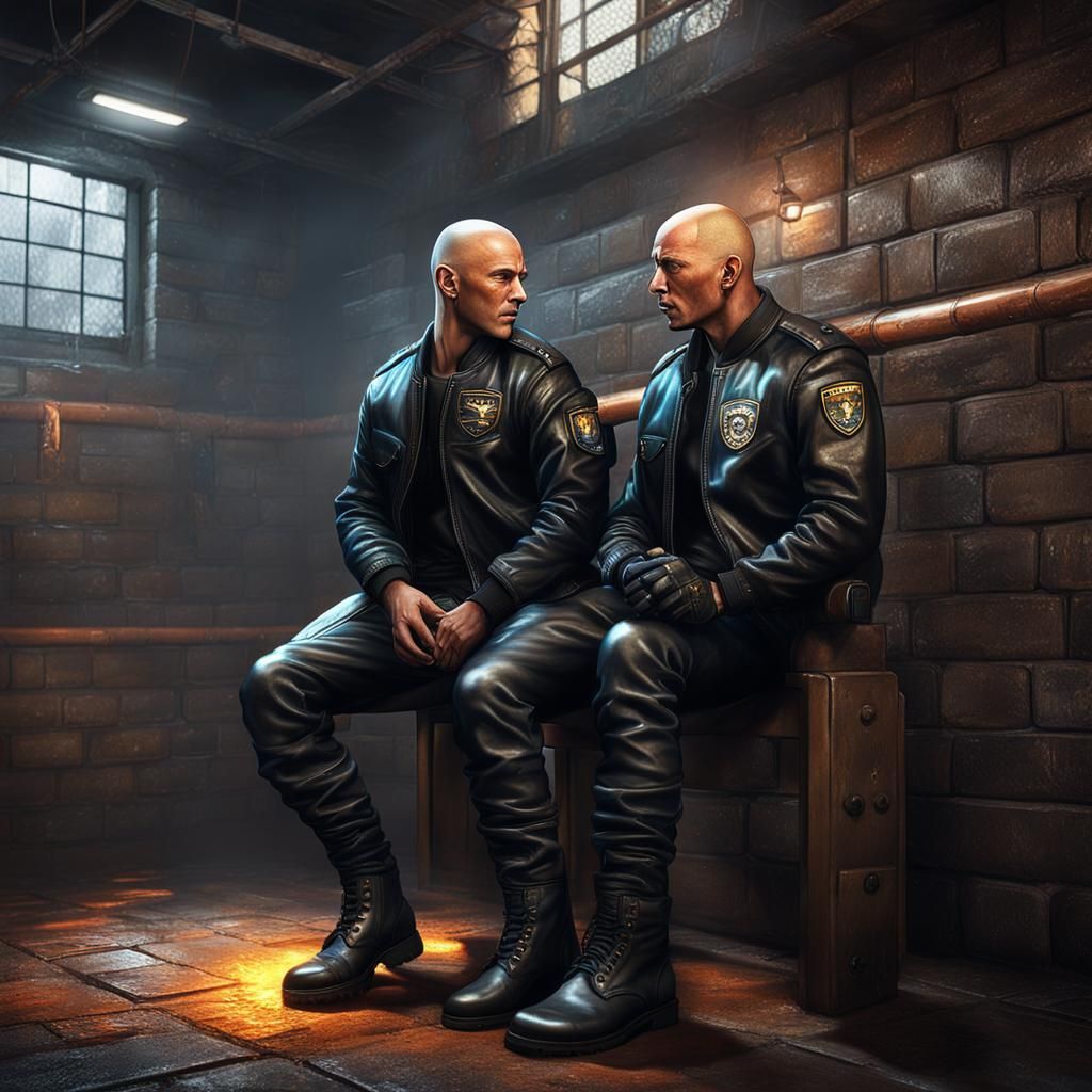 Prisoner Licking Cop Boots: Detailed Matte Painting