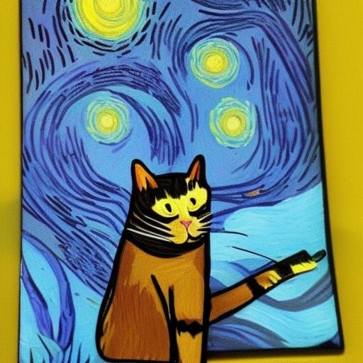 Van Gogh Style Cat Portrait