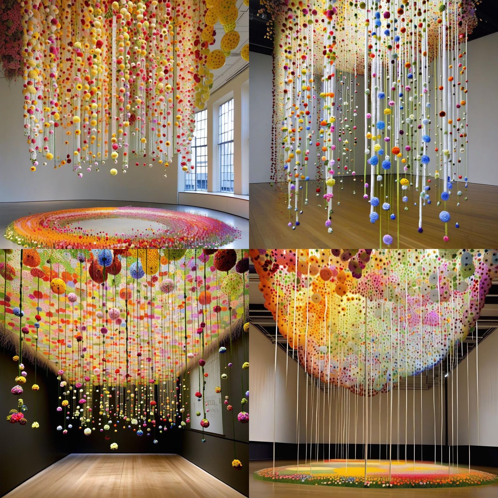 Suspended Floral Installation Art