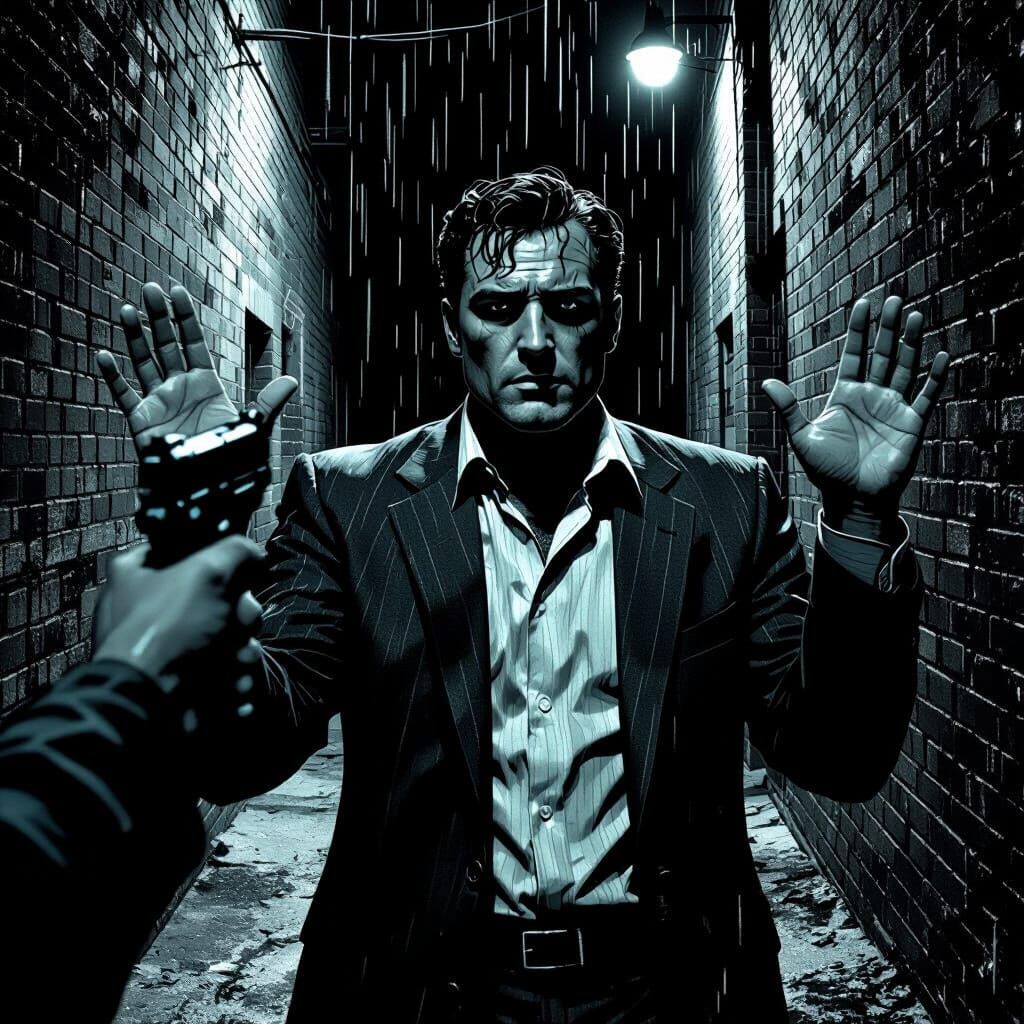 Man Held at Gunpoint in Noir Alleyway