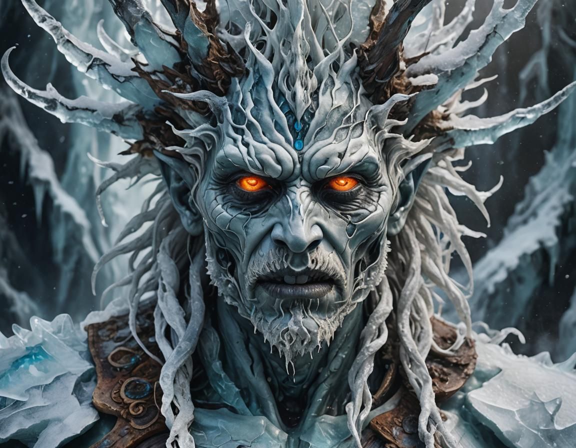 Ice God Portrait in Surreal Style