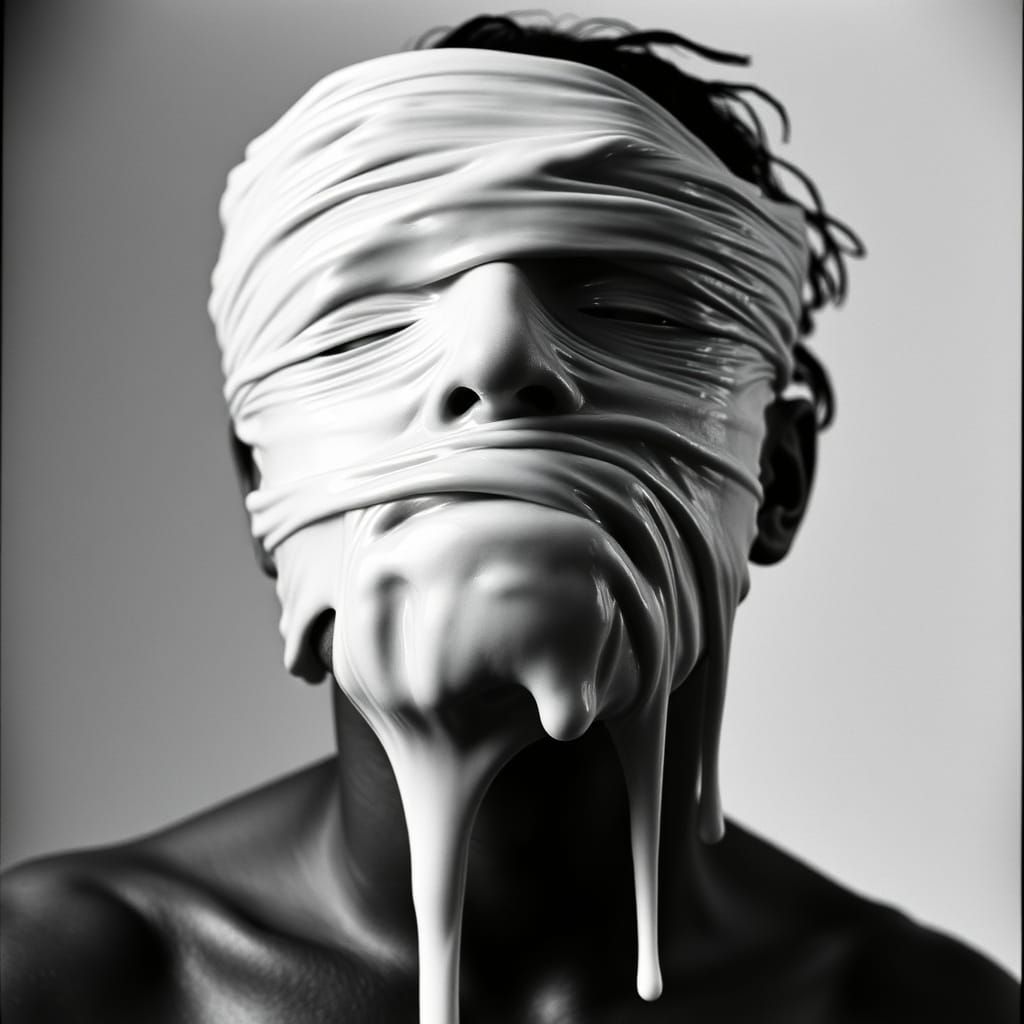 Surreal Face Mask Melts in a Pool of Goo