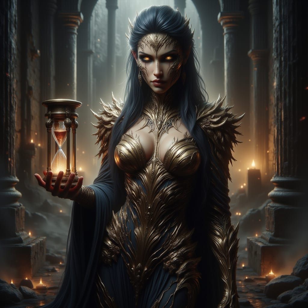 Ancient Greek Warrior Goddess in Bronze Armor