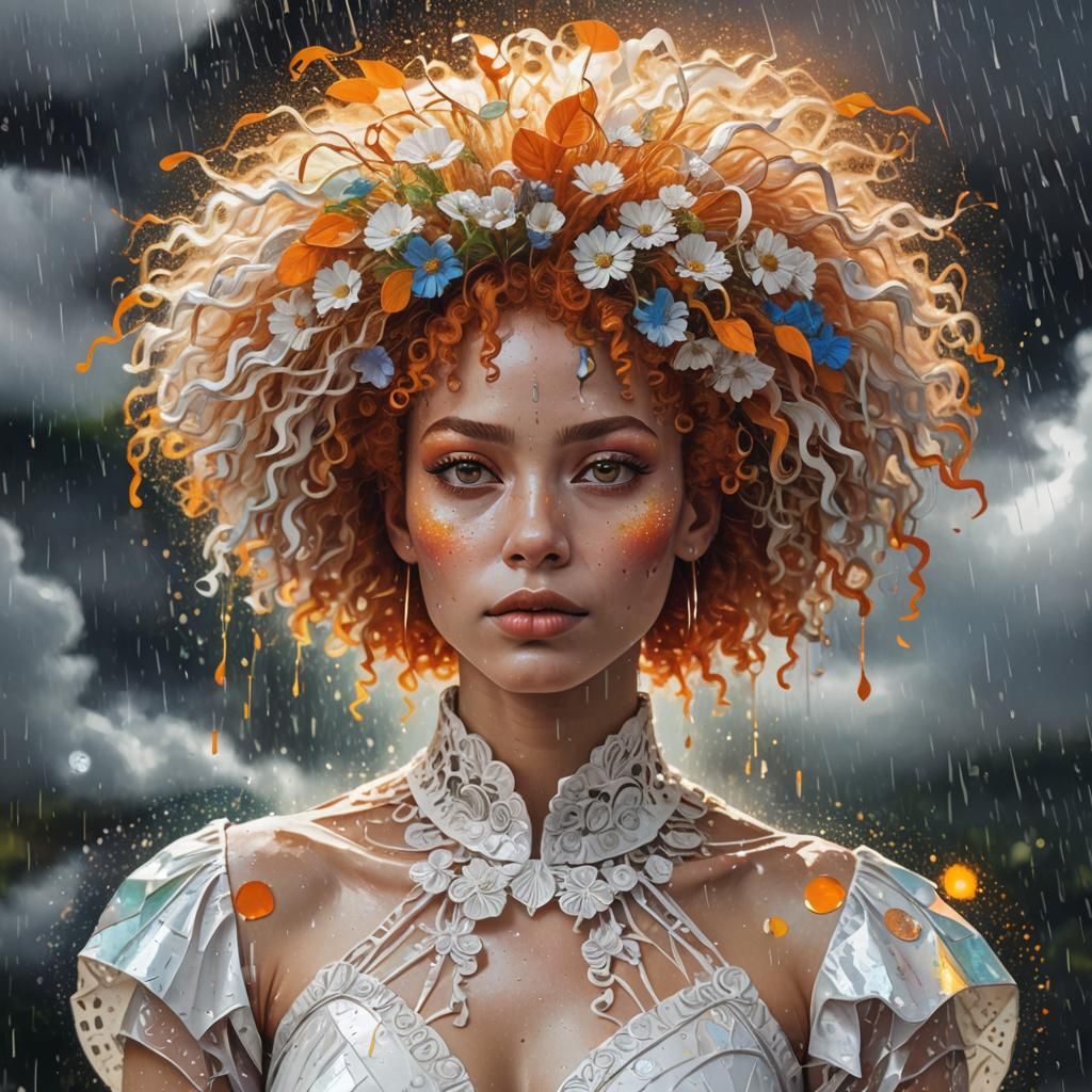 Woman in Wedding Dress: Cosmic Pablo Amaringo Illustration