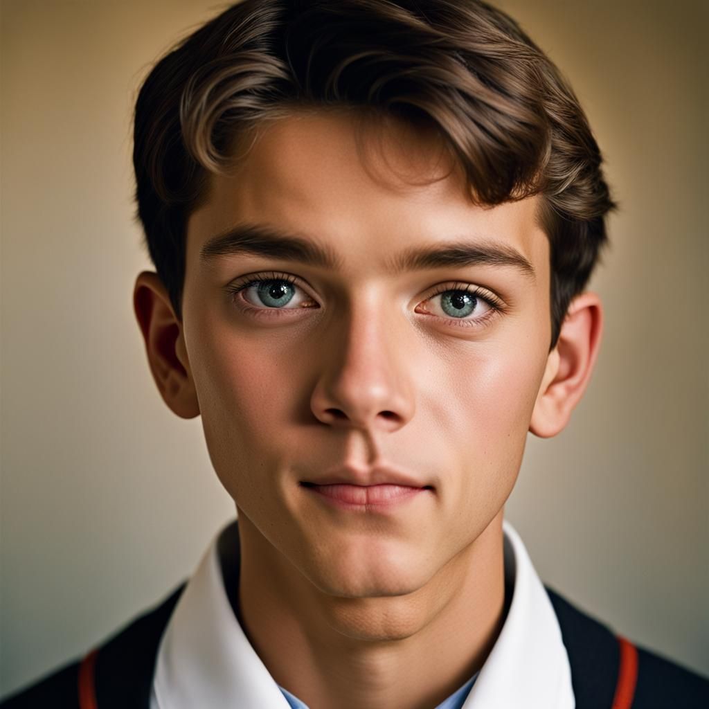 Teenage Boy Portrait in High School Uniform