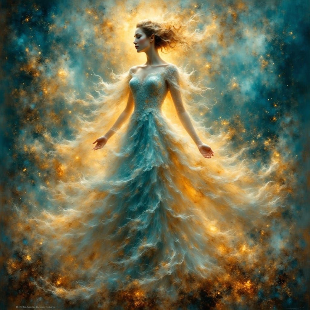 Ethereal Being in Celestial Robes, Surreal Portrait