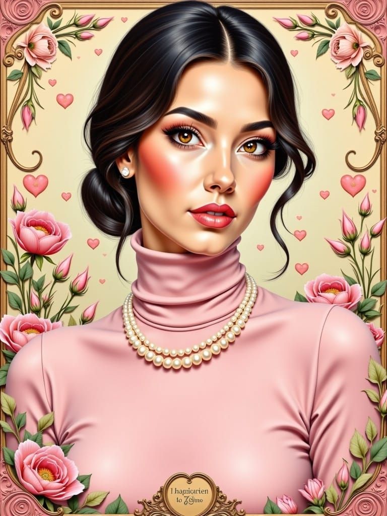 Romantic Woman in Whimsical Floral Setting