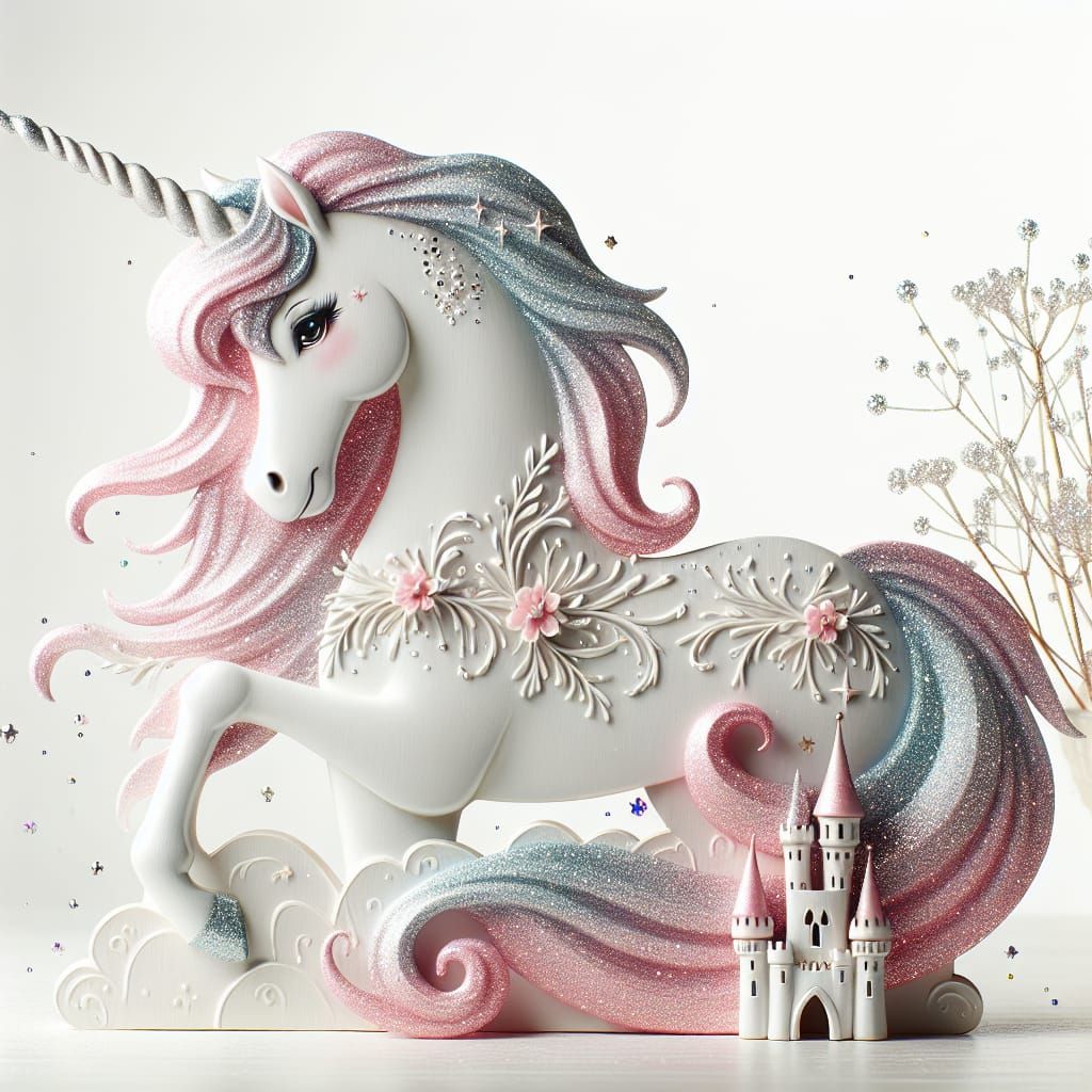 Enchanted Unicorn in a Glittering Fantasy Realm