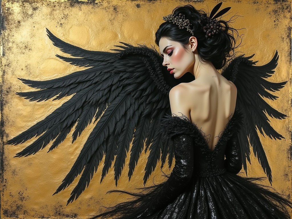 Featherish Crone in Embossed Tin Style