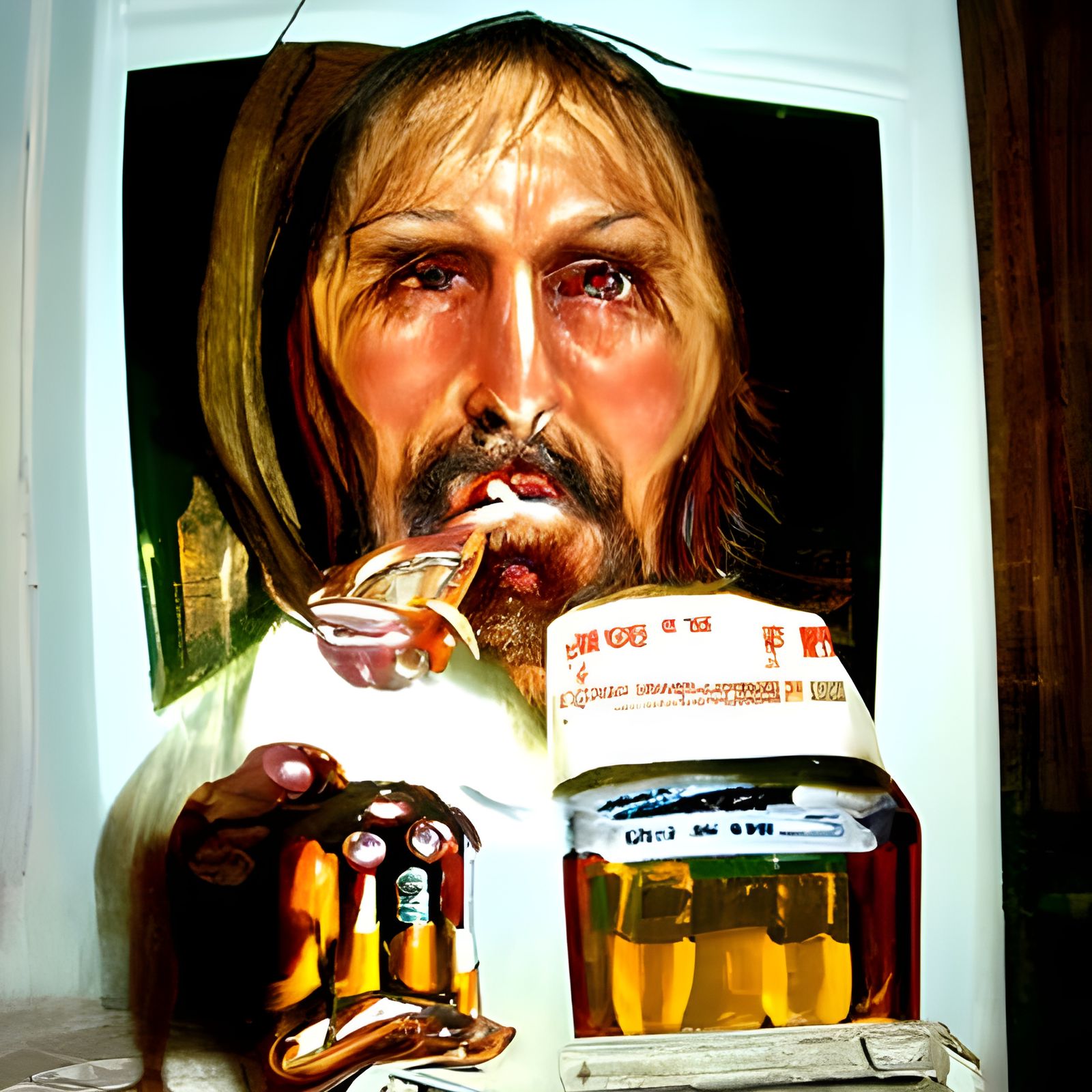 Drugs, Sex, Alcohol, and Jesus: Oil Painting