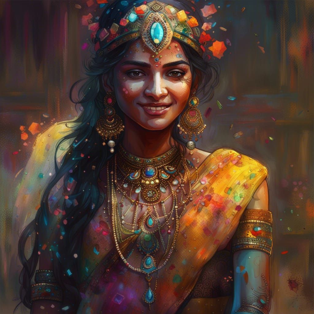 Radiant Indian Goddess with Intricate Jewelry