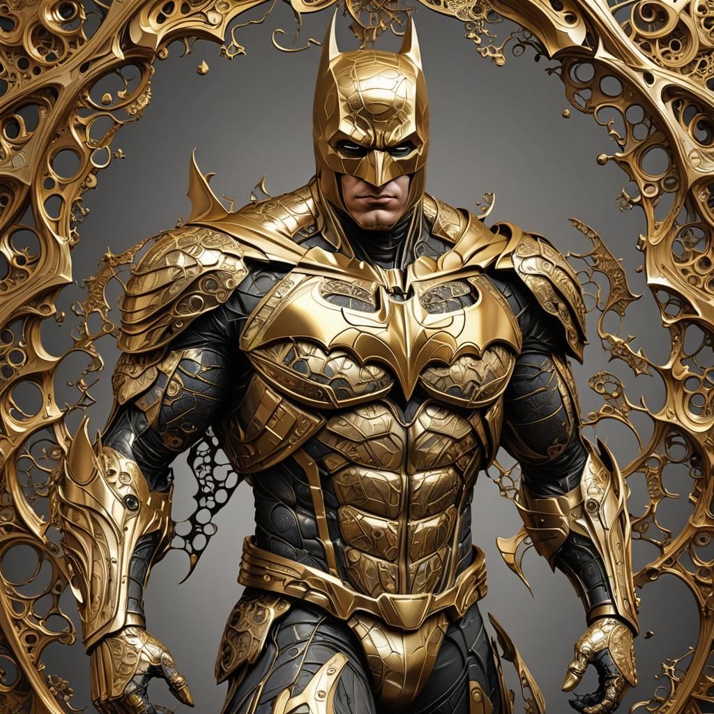 Hyperrealistic Batman in Gold Armor