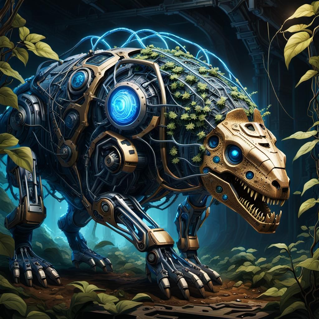 Biomechanical Dicynodont with Cybernetic Enhancements