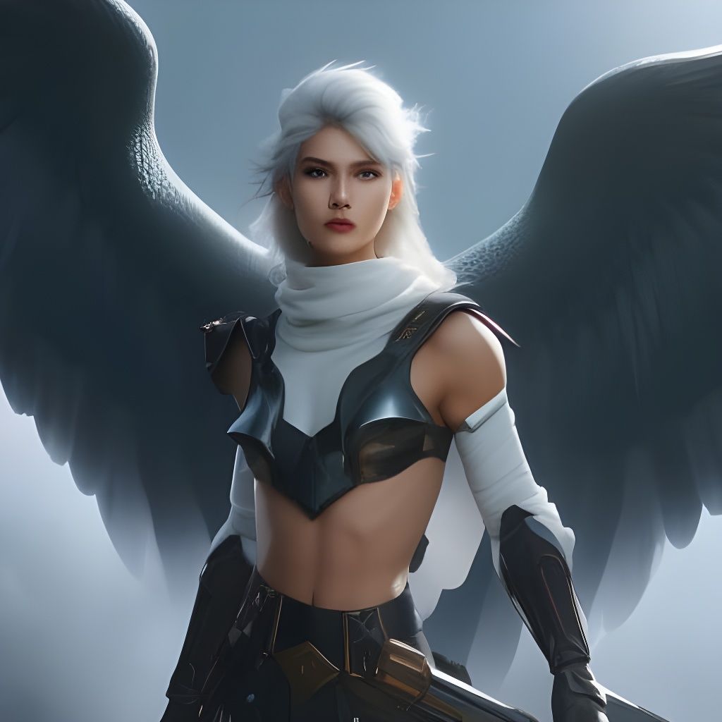 K-Pop Warrior Angel Portrait in 3D