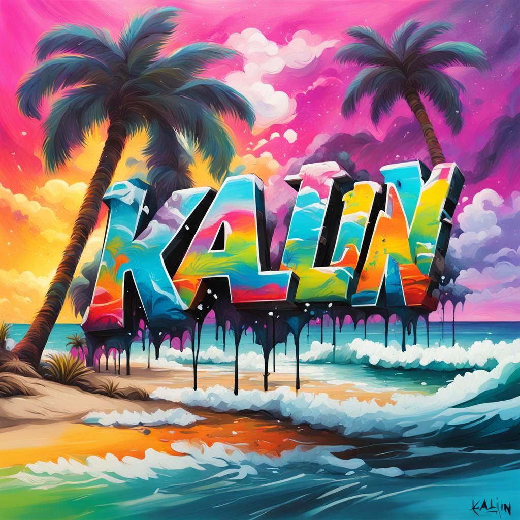 KALIN Graffiti Art on a Beach Scene