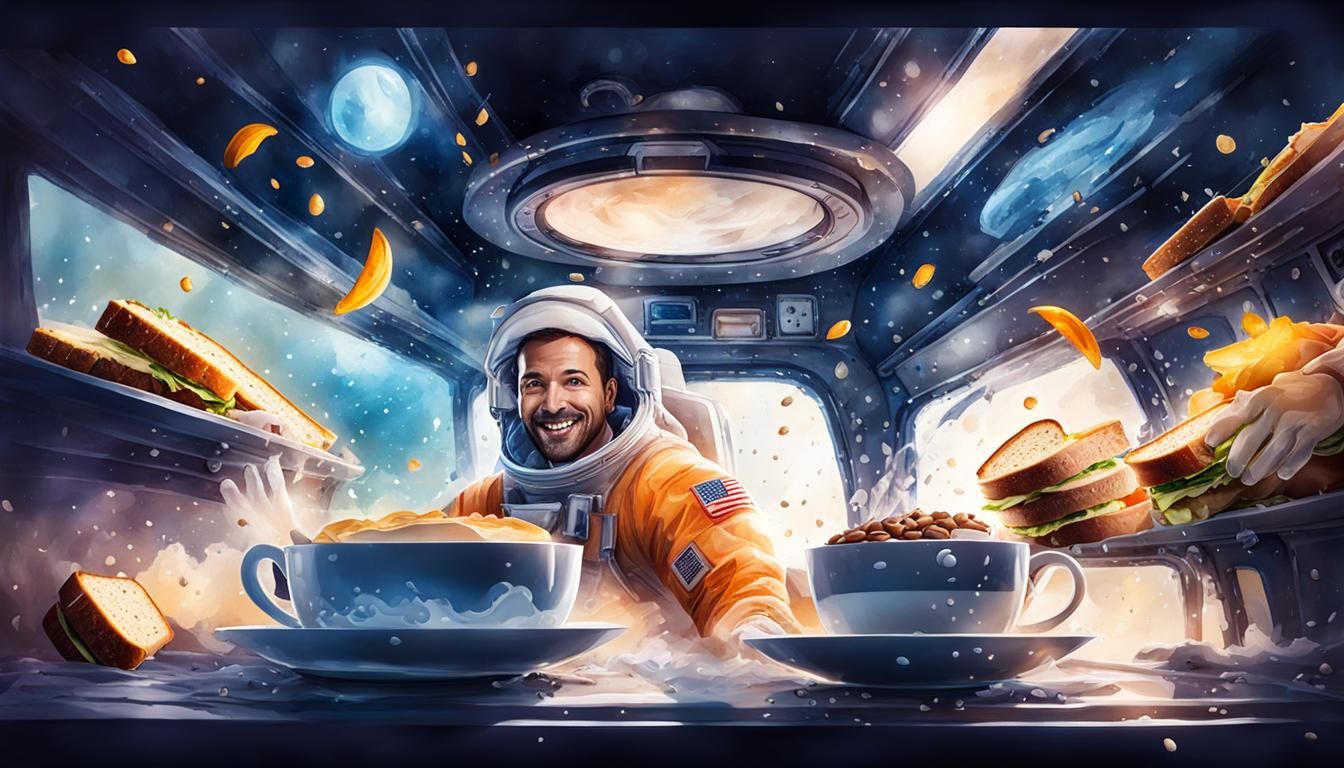 Smiling Astronaut's Lunch Break in Space