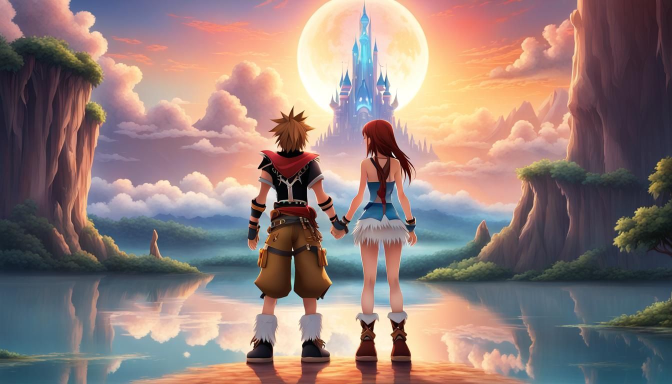 Sora and Kairi in Pocahontas World