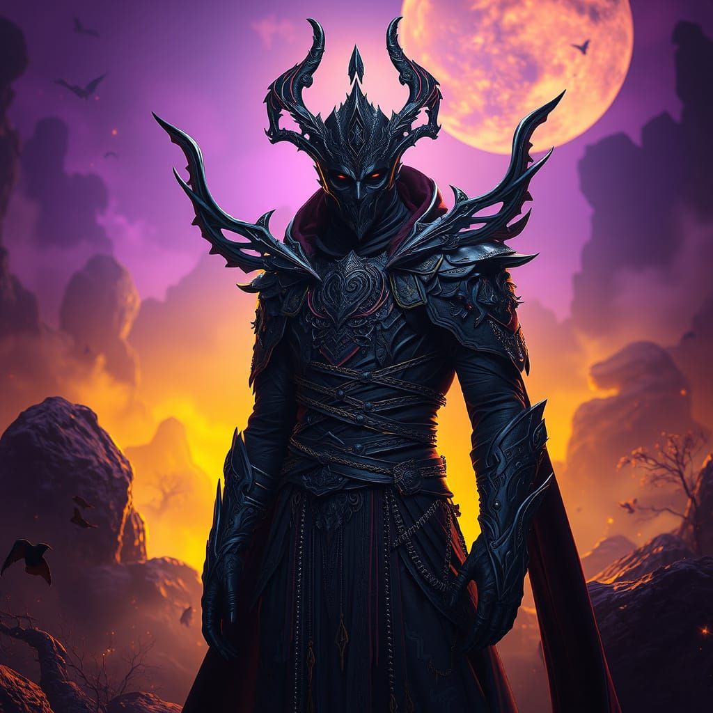 Dark Fantasy Warrior in Mystical Realm, 8K Art