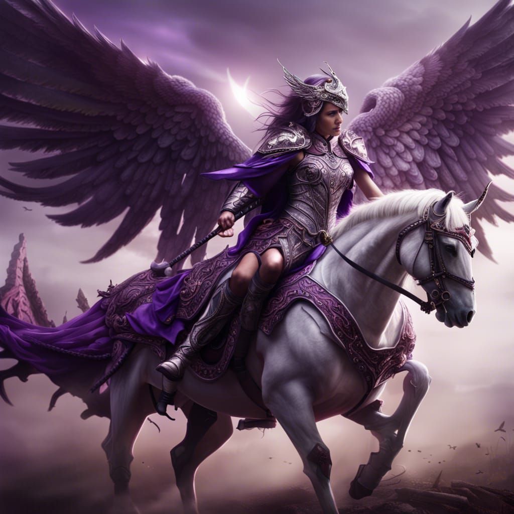 Woman in Gothic Armor Battles Demons: Digital Matte Painting