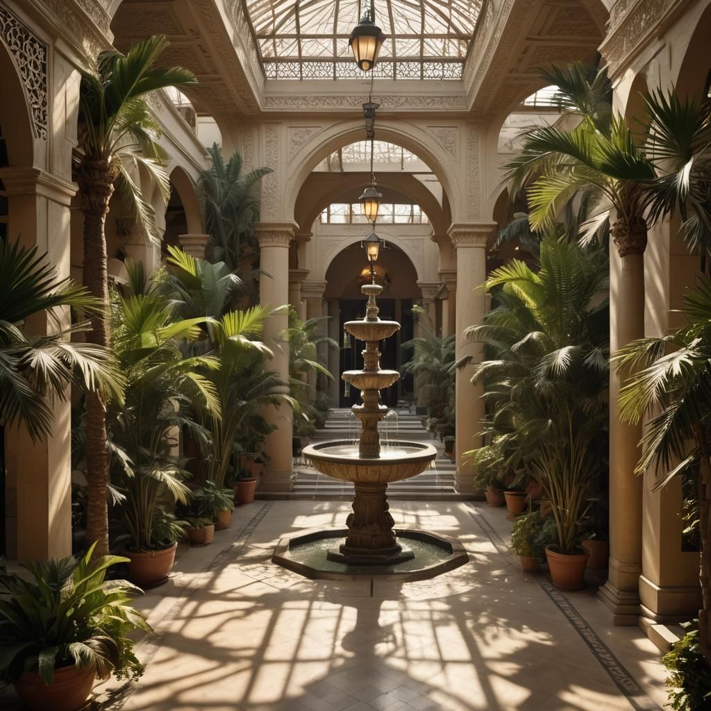 Cairo Hotel Atrium in 1930s Art Deco Style