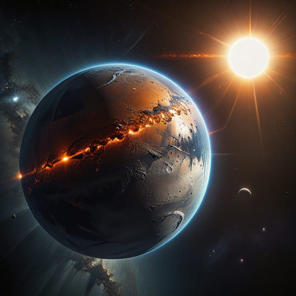 Mercury Illuminated by the Sun in Realistic Photography