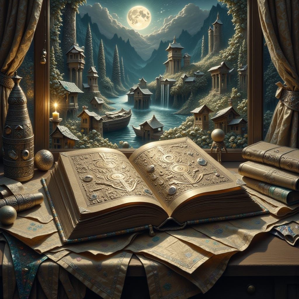 Mystical Leather Book of Fates by Moonlight
