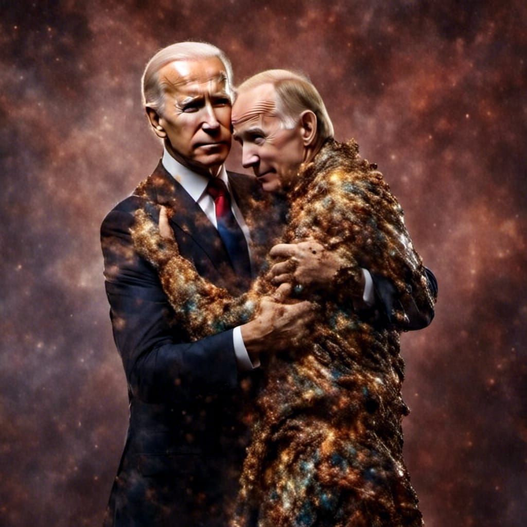 Putin Holds Biden: Professional Studio Portrait
