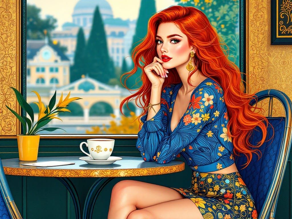 A Fashionable Woman in Jewel-Toned Splendor