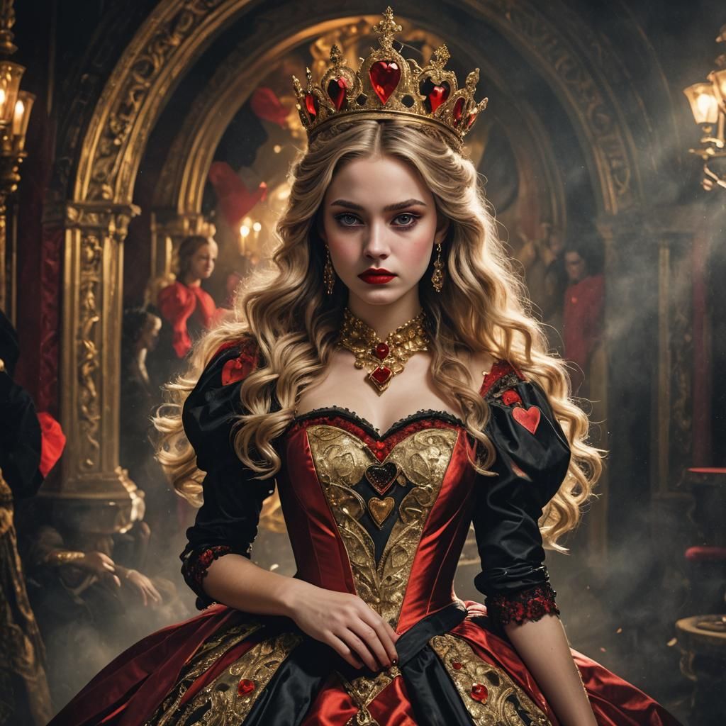 Glamorous Queen of Hearts in Digital Art