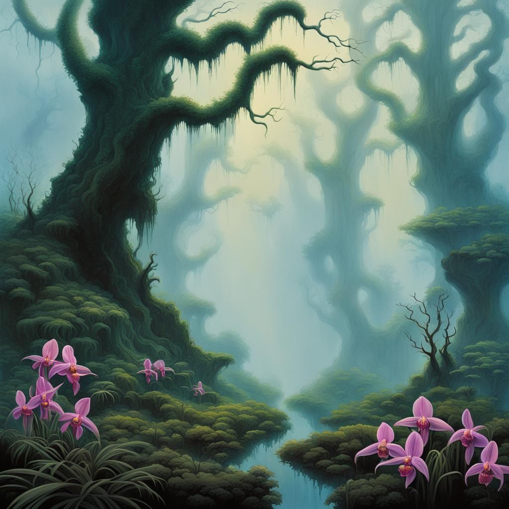 Surreal Forest Landscape in Roger Dean Style